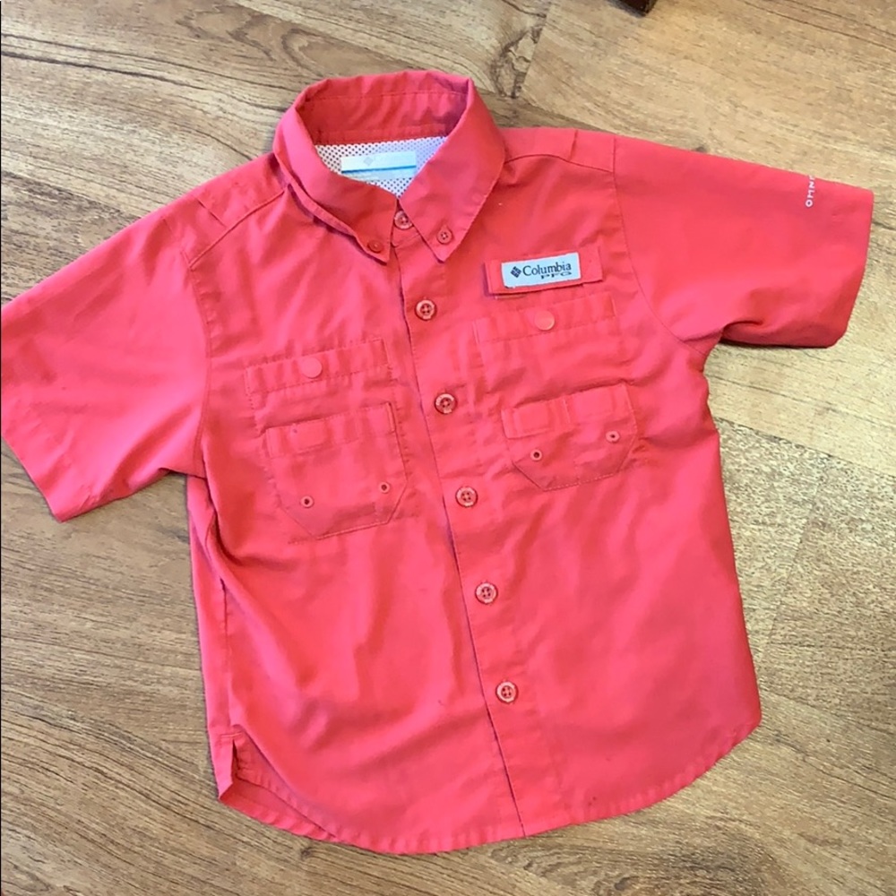 Red Boys Columbia Shirt Boys Size xxs 4/5